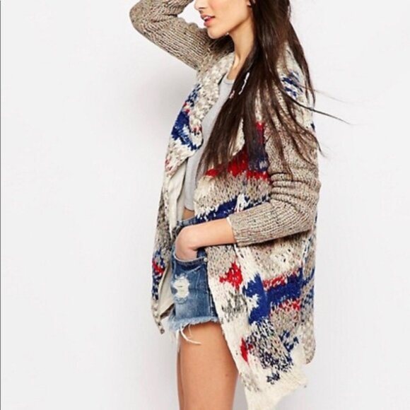 Free People Fireworks Knit Wool Mix Boho Cardigan XS - Picture 3 of 16